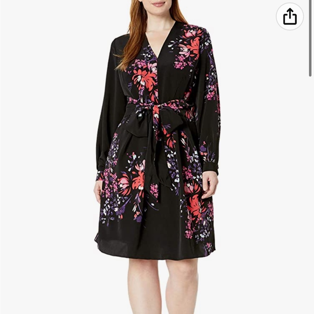 NWT Rachel Roy Women's Plus Size Front Wrap Dress, Black Combo, 16W